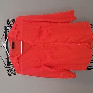 Ana coral colored button down shirt 3/4 length sleeves size small